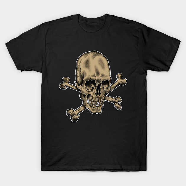 Skull and Crossbones Ochre T-Shirt by Seven Relics